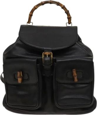 Gucci Pre-owned Backpacks, female, Black, Size: ONE SIZE Pre-owned Vintage bamboo backpack