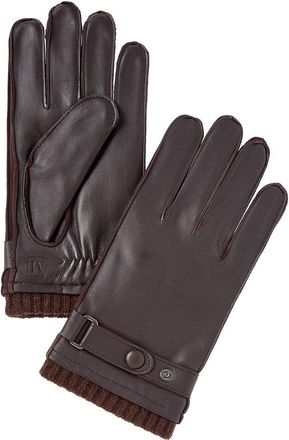 Bruno Magli Wool-Trim Leather Gloves