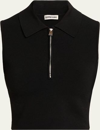 SIMKHAI Tatum Sleeveless Half-Zip Top