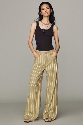 Pilcro Adi Linen Cotton Mid-Rise Flare Pants