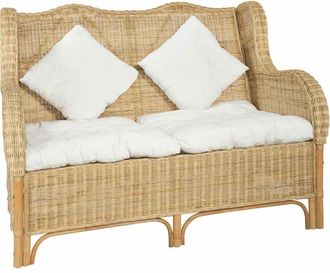 vidaXL Vidaxl - Sof&aacute; De 2 Plazas De Rat&aacute;n Natural Y Lino