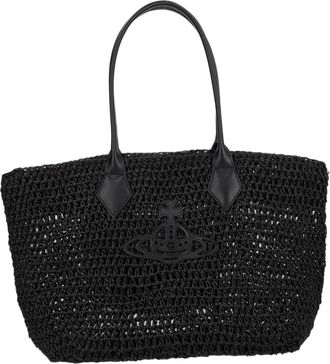 Vivienne Westwood Black Woven Paper Textured Handbag