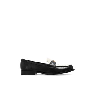 Tory Burch Loafers, female, Black, 6 1/2 UK, Logo Plaque Two-Toned Loafers