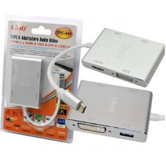 Trade Shop Trade Shop - Adaptador De Audio Video 4in1 De Tipo-c A Vga Hdmi Dvi Usb3.0 Tpc-444