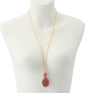 Kurt Geiger Gemstone Long Pendant Necklace in Pink Multi at Nordstrom