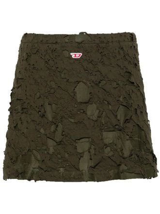 Diesel logo-patch distressed mini skirt - Green