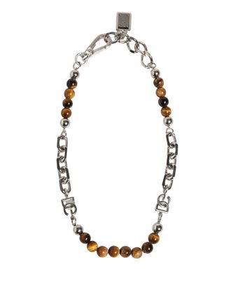Dolce & Gabbana DG Logo Beaded Chain Necklace - Silver