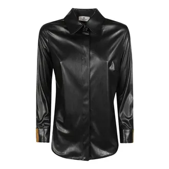 Elisabetta Franchi Dames, Blouses & Shirts, Zwart, Maat: M Leer