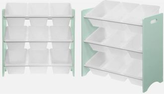 Sweeek Sweeek - Armario Infantil Para Juguetes, Set De 2, Tobias, Verde Celad&oacute;n, 64x29.5x60 Cm