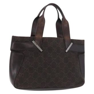 Gucci Pre-owned Handbags, female, Brown, Size: ONE SIZE Pre-owned Vintage GG Canvas Hand Bag
