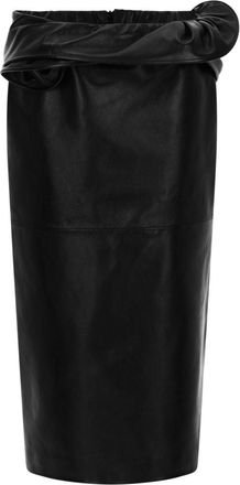Magda Butrym Black Fitted Sheep Leather Midi Skirt