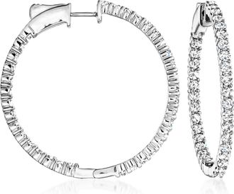 Ross-Simons Diamond Inside-Outside Hoop Earrings in 14kt White Gold