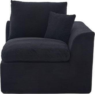 Urban Meuble Sill&oacute;n en pana negra, dise&ntilde;o minimalista y confortable