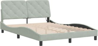 vidaXL Estructura De Cama Con Led Sin Colch&oacute;n Terciopelo Gris Claro 140x190 Cm Vidaxl