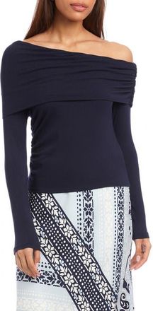 Fifteen Twenty Ashley One-Shoulder Rib Top in Navy at Nordstrom, Size X-Small