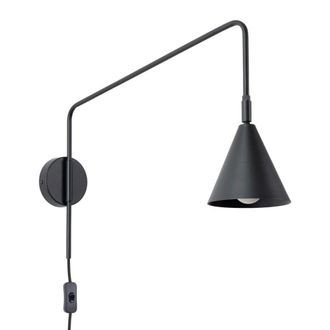 Wonderlamp Aplique de pared de acero negro lineal e14