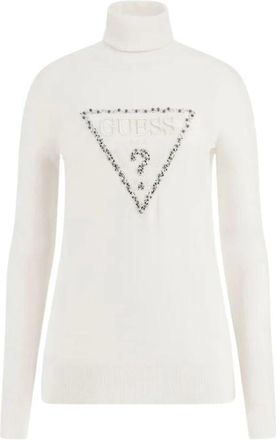 Guess Piper Triangle Logo Tn Ls Swtr - Dames - Coltruien - Wit - XL - Truien & Vesten
