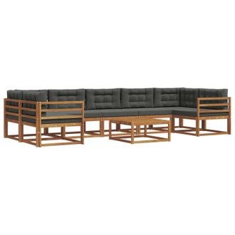 vidaXL Conjunto De Sof&aacute;s De Exterior 8 Pcs Natural Y Antracita Vidaxl