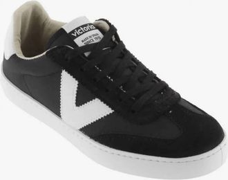 Victoria Womens Berlin Split Leather Nylon Sneakers In Black
