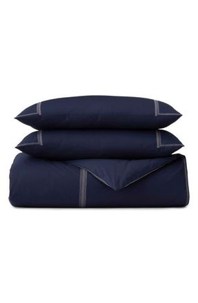 Boll & Branch Sail Organic Cotton Percale Duvet Cover & Shams Set in Coastal Navy/white at Nordstrom, Size King/california King