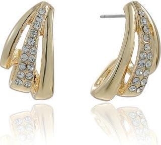 Ettika Double Cubic Zirconia Line Hoop Earrings in Gold at Nordstrom Rack