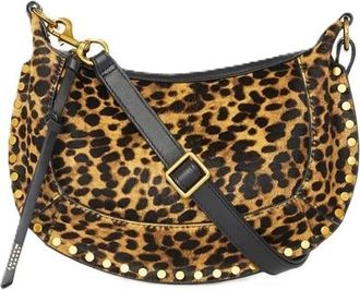 Isabel Marant Schoudertas met luipaardprint en verstelbare riem - Dames - Schoudertassen - Geel - ONE Size - Leer - Tassen