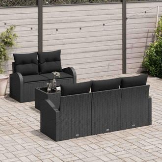 vidaXL Vidaxl - Conjunto De Sof&aacute; De Jard&iacute;n Manual 6 Pcs Negro 55 X 55 X 37 Cm