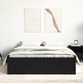 Berkfield Home Durable Bed Frame without Mattress Black Oak 140x190 cm Engineere