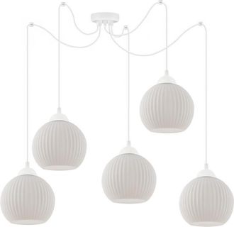 OEM L&aacute;mpara Colgante Spider Riffle Blanca 5pln Pantalla Bola Blanca E27