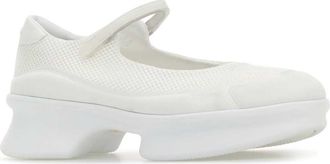 Prada Womens Mesh Ballet Flat White Fabric