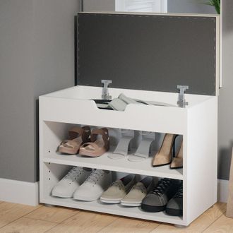 Vicco Banco Para Zapatos Rolfe, Blanco, 60 X 45 Cm