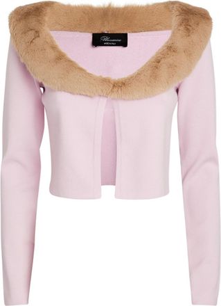 Blumarine Blumarnie Lilac Detachable Fur Collar Cardigan Size M