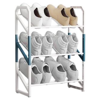Trade Shop Trade Shop - Scarpiera Scaffale Organizer Salvaspazio A 3 Ripiani Scarpe Impilabile 53x45x18c