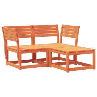 vidaXL Set Divani Da Giardino 3 Pz Marrone Cera Legno Massello Pino - Vidaxl