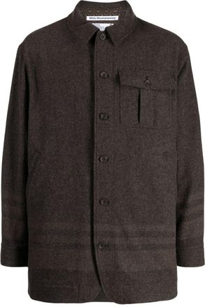 White Mountaineering classic-collar button-up jacket - men - Wool/Nylon/Cotton - 2 - Grey