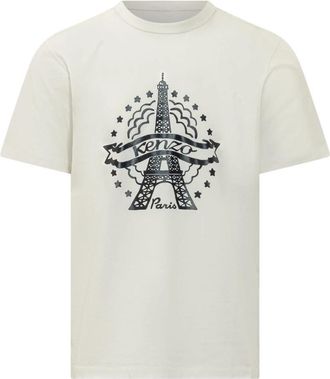 Kenzo Eiffel Tower T-Shirt - Heren - T-shirts - Wit - M - Katoen - Tops