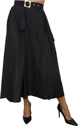 Kocca Zwarte Geplooide Rok - Dames - Midirokken - Zwart - XS - Polyester - Rokken