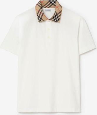 Burberry Check Collar Cotton Polo Shirt