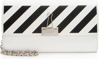 Off-white Leather Diag Binder Clip Wallet on Chain