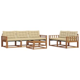 vidaXL Conjunto De Sof&aacute;s De Exterior Con Coj&iacute;n 6 Pcs Natural Y Beige Vidaxl