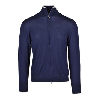 Eleventy Cardigans, male, Blue, Size: S Zip-throughs