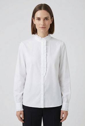 Boss Orange by Hugo Boss Hemdbluse BOSS ORANGE Banny Premium Damenmode, Damen, Gr. 40, wei&szlig; 100, Popeline, Obermaterial: 100% Baumwolle, unifarben, h&uuml;ftbedeckend, Puff&auml;rmel 1-