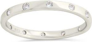 Sterling Forever Mindy Cubic Zirconia Studded Band Ring in Silver at Nordstrom, Size 7