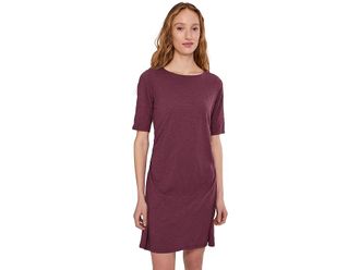 Mod-o-doc Elbow Sleeve Below The Knee Shirred Dress Womens Dress Zinfandel : LG (US 12-14), Cotton