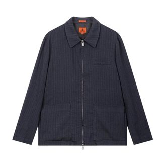 Barena Light Jackets, male, Blue, Size: S Overshirt with Zip