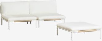 Sklum Conjunto De Jard&iacute;n Con Sof&aacute; Modular De 2 Piezas Y Puff En Acero Roubly Sklum