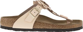 Birkenstock Gizeh Flowers - Sandalia De Tiras En Piel Natural Con Aplicaciones Florales