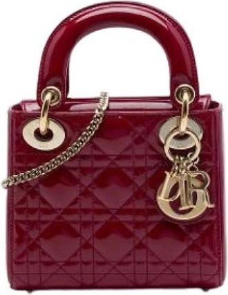 Dior Pre-owned Lady Dior Mini Bag - Dames - Vintage Mini Tas - Rood - ONE Size - Leer - Vintage