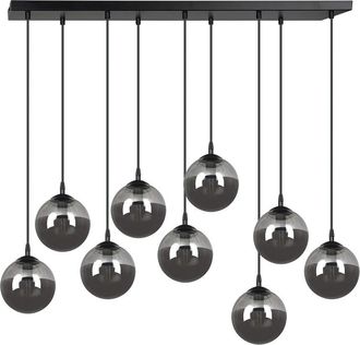 Wonderlamp Regleta de techo estilo vintage con 9 esferas de cristal gris