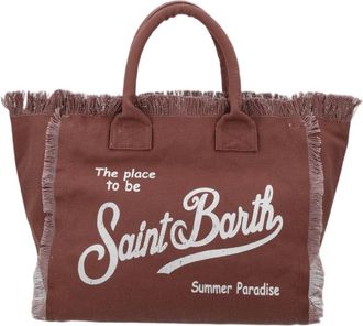 MC2 Saint Barth Brown Fringed Script Tote Bag